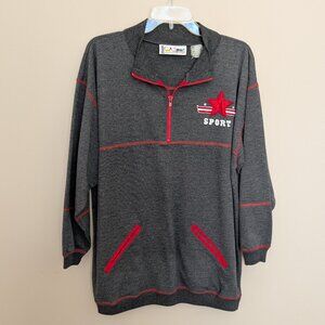 VINTAGE C.A. Sport half zip sweatshirt gray and red